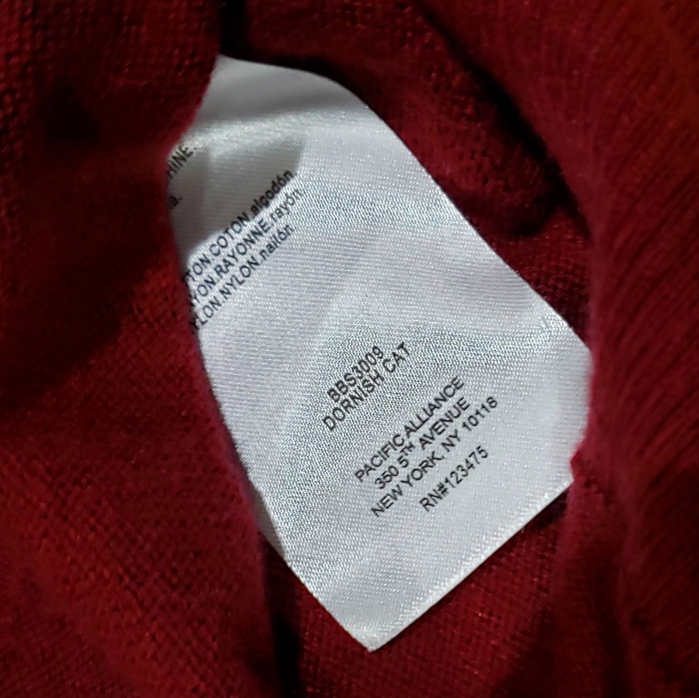 Bebe Red Leopard Print Sweater Ruby Red Black Key… - image 5